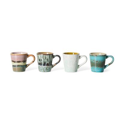 HKliving 70's Espresso Kopjes Softness - Set van 4