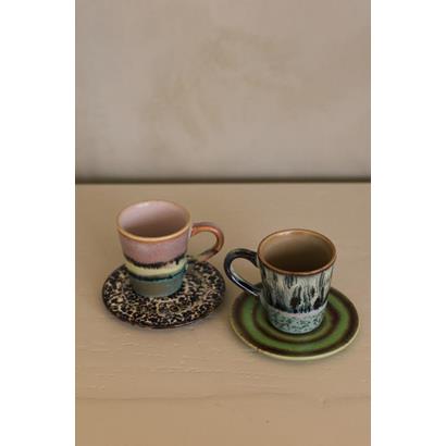 HKliving 70's Espresso Kopjes Softness - Set van 4