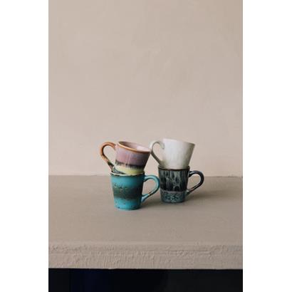 HKliving 70's Espresso Kopjes Softness - Set van 4