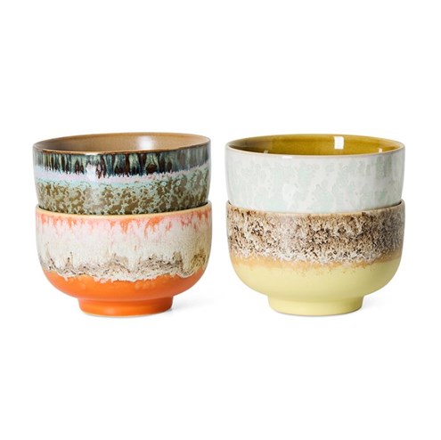 HKliving 70's Noodle Schaal Sunset Set van 4