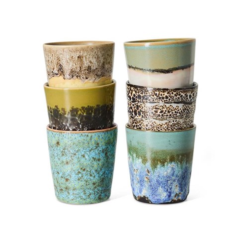 HKliving 70's Koffiemok Indulgence - Set van 6