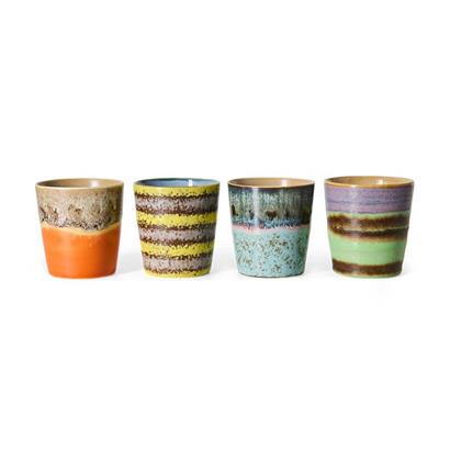 HKliving 70's Koffiemok Funky - Set van 4