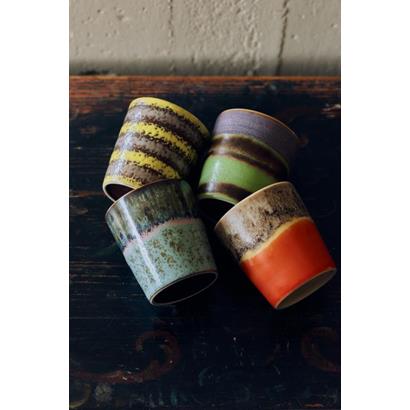 HKliving 70's Koffiemok Funky - Set van 4