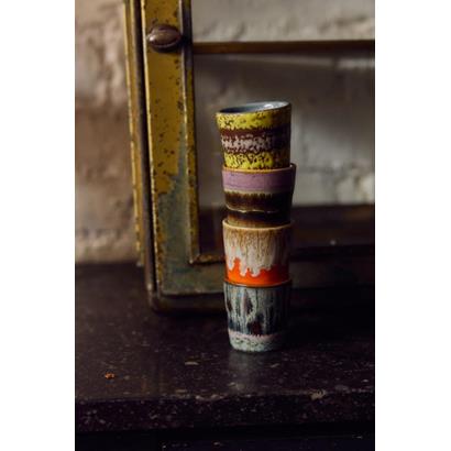 HKliving 70's Koffiemok Funky - Set van 4