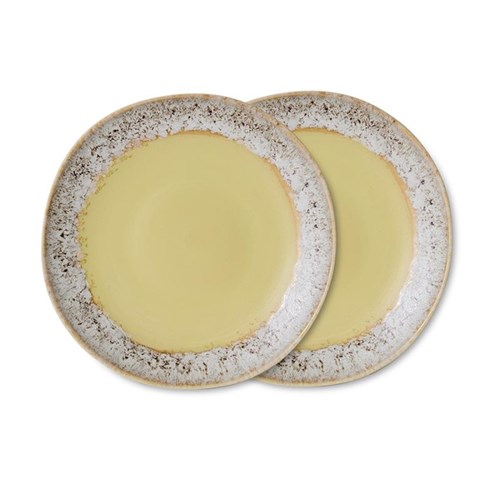 HKliving 70's Bijgerechtbord Custard - Set van 2
