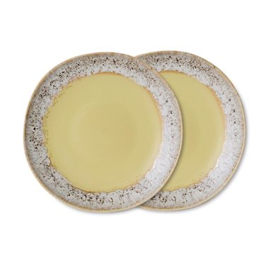 HKliving 70's Bijgerechtbord Custard - Set van 2