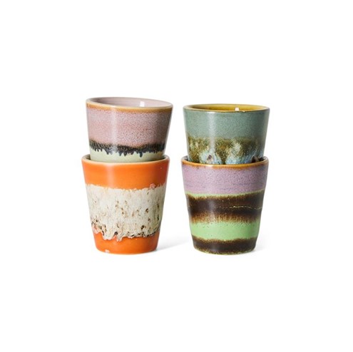 HKliving 70's Ristretto Kopjes Nostalgia  - Set van 4